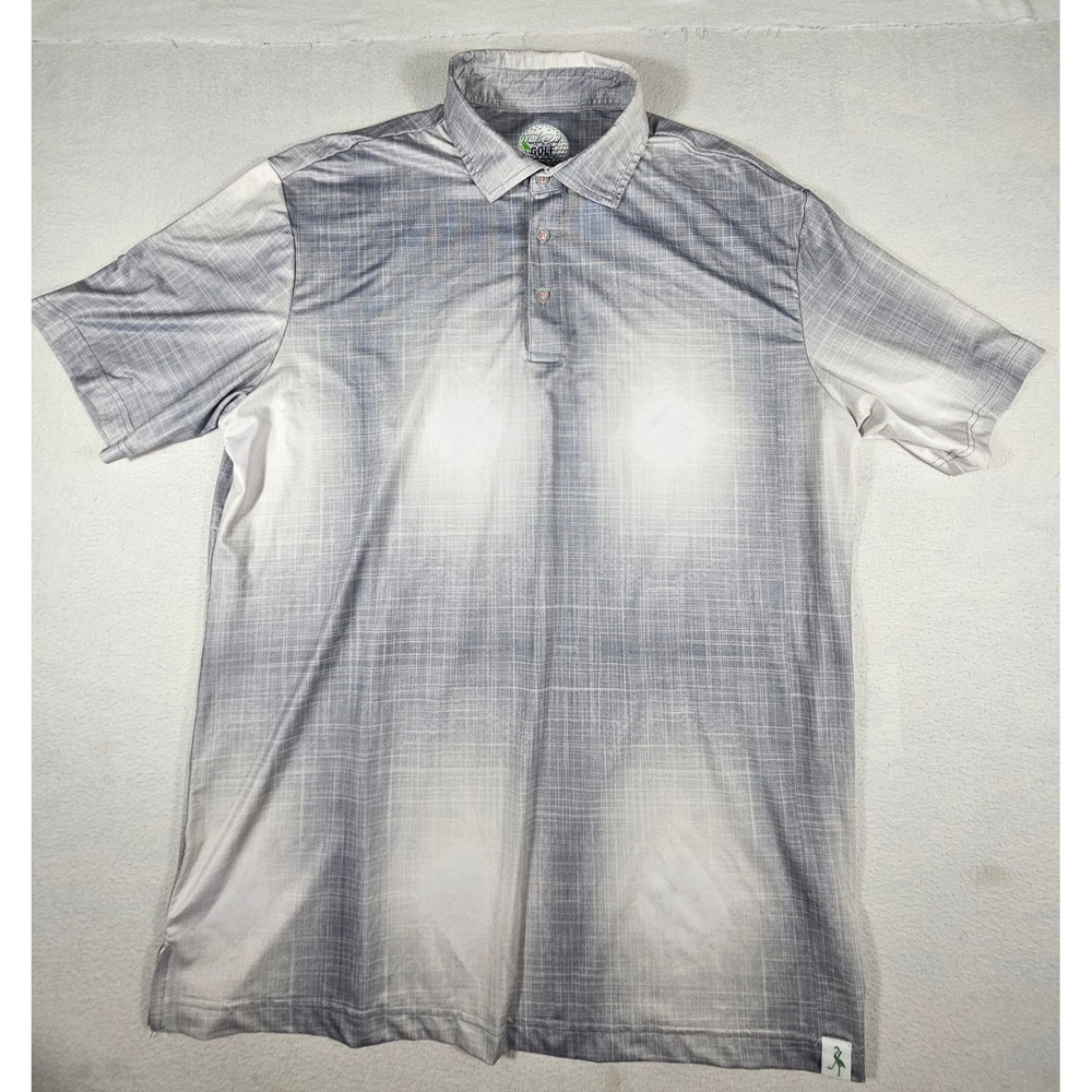 TailorByrd Golf Mens XL Polo Shirt White Ombre Crosshatch Performance SPF 50